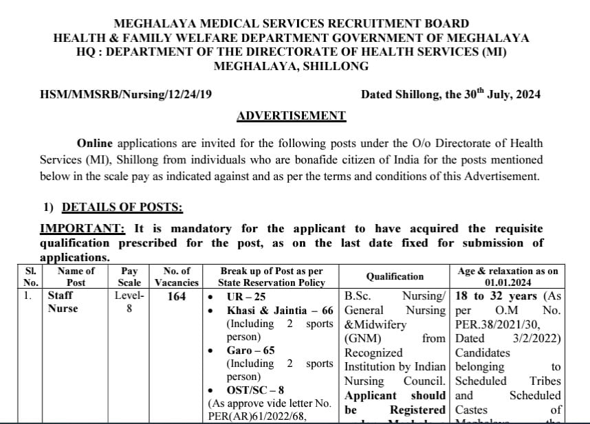 MMSRB Staff Nurse ANM Recruitment 2024